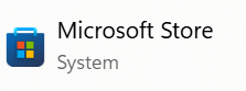 The Microsoft Store app icon: a blue shopping bag carrying the four-colour Windows squares, labelled Microsoft Store, System.